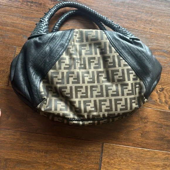 FF Black and Brown braided handle Women's Bag - Picture 3 of 3